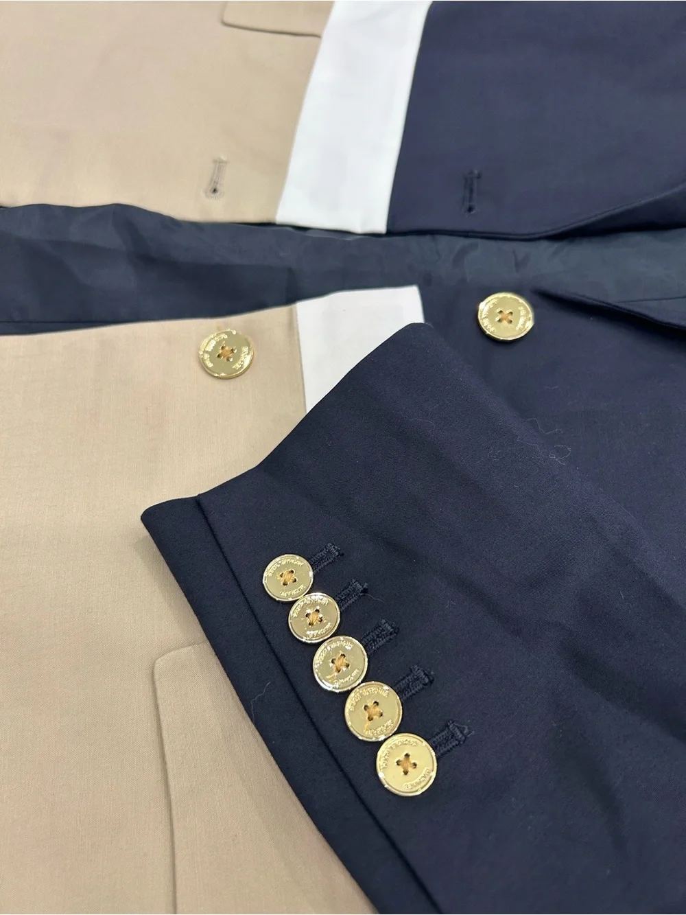 Michael Kors Navy, Tan & Cream Colorblock Blazer